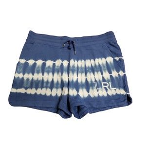 Lauren Ralph Lauren LRL Sapphire White Tie Dye Fleece Sweat Shorts
